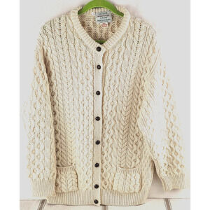 Vintage Cladyknit Irish Wool Cable Knit Cardigan Fisherman Sweater Women’s M